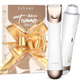 Bikini Trimmer for Women 2 in 1 Electric Shaver for Women Pubic Hair Trimmer Waterproof IPX7 with LED Bikini Razor for Leg Arm Underarm Bikini Area Pull Bows Gift Box for Friends (Shell White)
