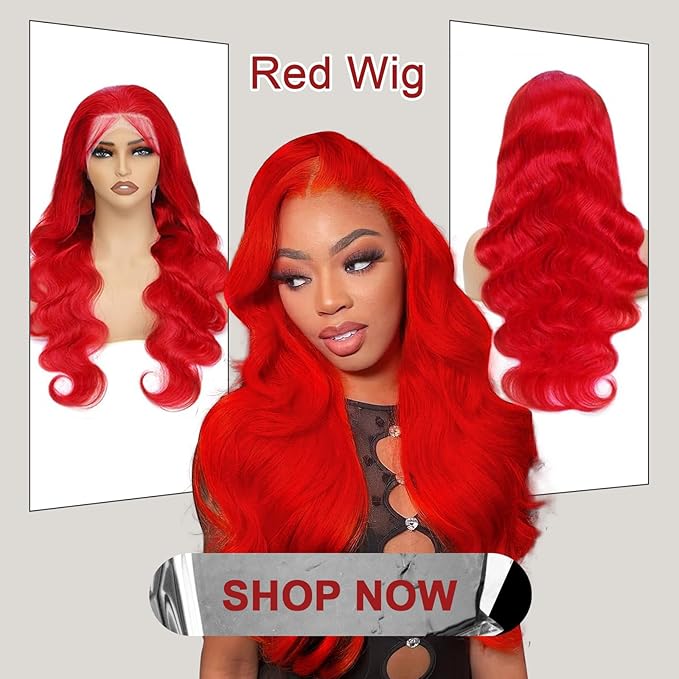 26 Inch Red Wig Human Hair 200 Density Body Wave Human Hair Wig Colored 13x4 Red HD Lace Front Wigs Human Hair Pre Plucked With Baby Hair