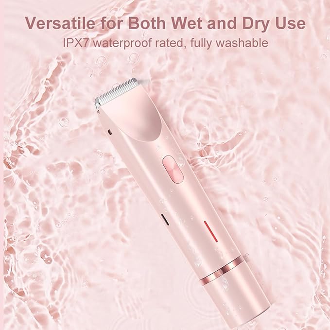 Bikini Shaver Trimmer 2.0 2 in 1 Bikini Trimmer for Women Dual Head Shaver Women 2 in 1 Wet &amp Dry Waterproof Electric Bikini Trimmer for Face Body &amp Intimate Areas (Pink)