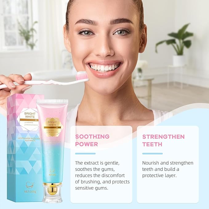 Niacinamide Whitening ToothpasteMild Mint for Fresh Breath24-Hour Fresh BreathTriple Brightening Niacinamide-Infused ToothpasteFluoride-Free Formula Suitable for Sensitive Teeth (2)