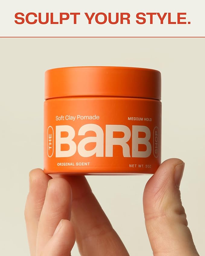 Barb Soft Clay Pomade for Women and Men - Medium Hold Hair Pomade Styling Clay for Thin and Thick Hair - Non-Sticky Water-Based - Original Scent - 2 oz