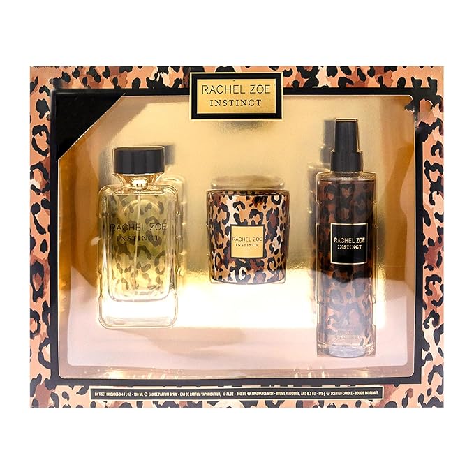 Rachel Zoe Instinct Gift Set - Gift Set For Women - Eau De Parfum Perfume Soy Wax Jar Candle And Body Spray For Women - Fragrance Gift Set - 3 pc