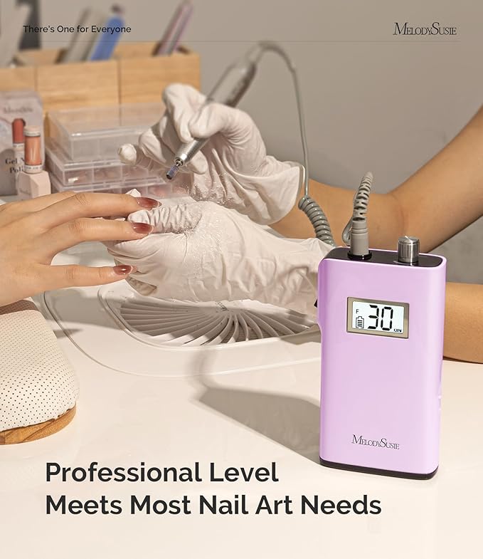 MelodySusie Entry-Level Clip-On Cordless Nail Drill SC320H 30000RPM Popular Classic E-File with LCD Display for Manicure Shaping &amp Gel Removal Perfect for Training Nail Art Practice &amp Home