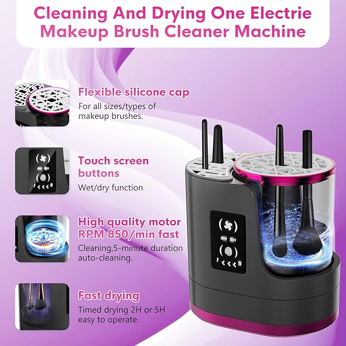3 IN 1 Electric Makeup Brush CleanerAutomatic Makeup Brush Cleaner with Makeup Brush DryerPortable USB Deep Cleaning for All Size Beauty Makeup Brush SetBlush Brush (Grey)