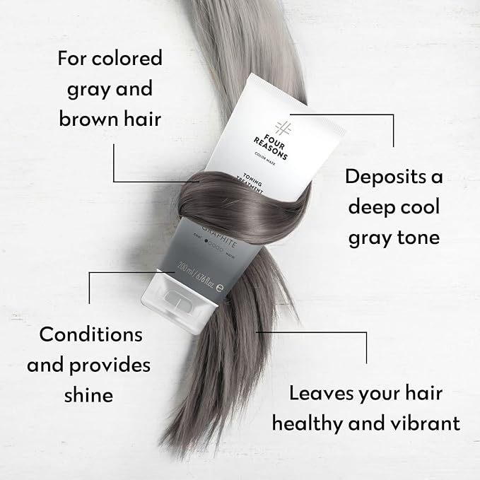 FOUR REASONS Color Mask - Graphite - (27 Colors) Toning Treatment Color Depositing Conditioner Tone &amp Enhance Color-Treated Hair - Semi Permanent Hair Dye Vegan and Cruelty-Free 6.76 fl oz