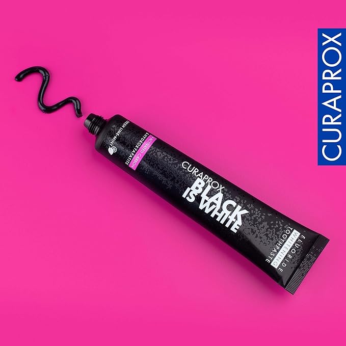 Curaprox Black is White Toothpaste ? for Teeth Whitening &amp Fresh Breath | Charcoal Formula with Fluoride | 90 ml |Single Pack