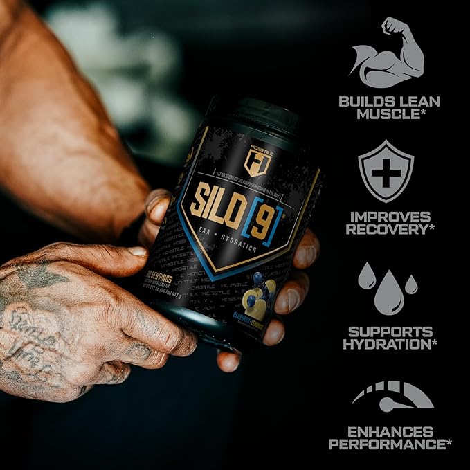 HOSSTILE SILO[9] Essential Amino Acids EAA &amp BCAA Powder Electrolyte Hydration Support Enhance Muscle Growth &amp Recovery Pre or Post Workout Drink Blueberry Lemonade 30 Servings