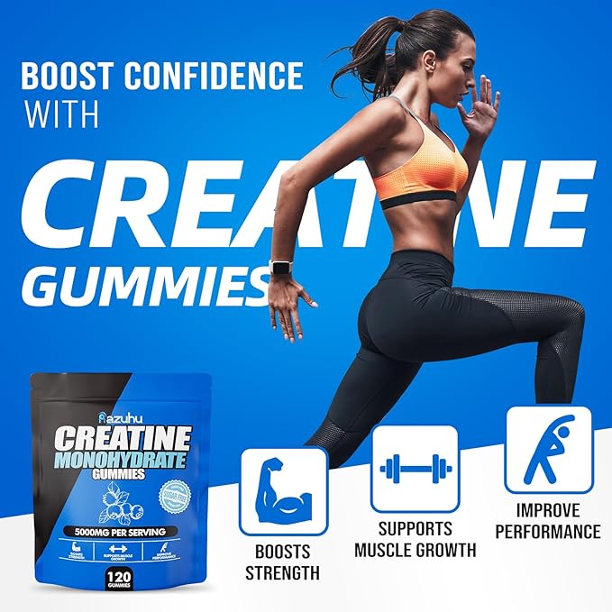Pre Workout hcl creatine monohydrate Gummies 120 Blue chew for Men(Blueberry) creatine hcl Energy Supplement for Women whey Protein Isolate Vital Source Feminine Gummies
