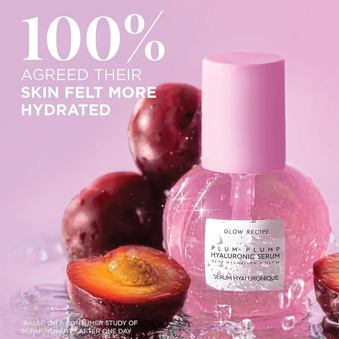 Glow Recipe Plum Plumping &amp Hydrating Hyaluronic Acid Korean Skin Care Serum - Antioxidant Anti Aging Face Serum + Vitamin B5 for Lasting Skin Barrier Repair &amp Firming Lines &amp Wrinkles - V