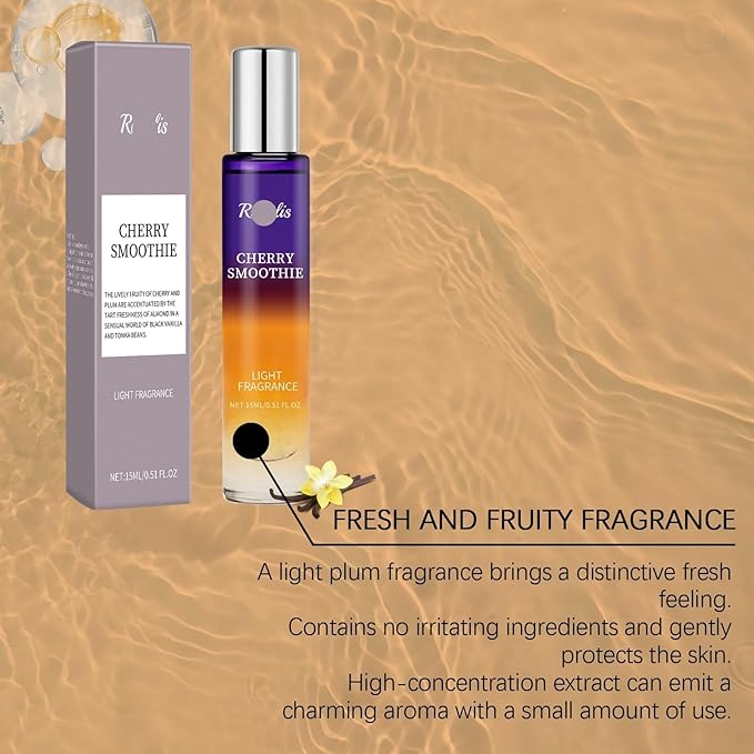 Cherry Vanilla Charm Rollerball Perfume - Natural Light Scent Portable &amp Exquisite Fragrance For Dates Long-lasting All-day Charming Scent(2PCS)