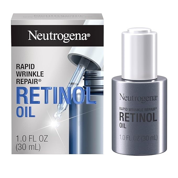 Neutrogena Rapid Wrinkle Repair Retinol Face Oil Daily Anti-Aging Face Serum to Fight Fine Lines Deep Wrinkles &amp Dark Spots 1.0 fl. oz