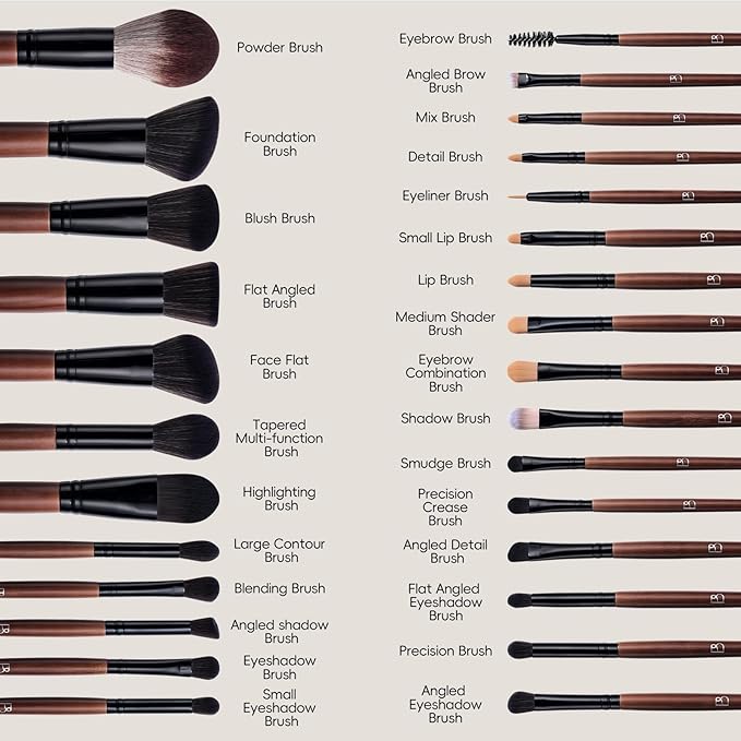 BS-MALL Professional Makeup Brush Set 28 Pcs With Travel Makeup BagConcealer Brush Foundation Brush Blush Brush 4 Pcs Triangle Puff &amp makeup sponges for Flawless beauty on the Go
