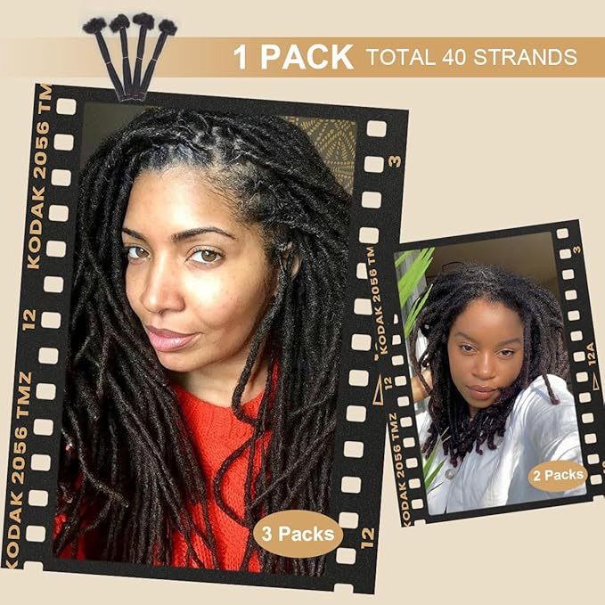 10 inch 40 Strands Loc Extensions Human Hair 0.6cm Width Real Human Hair Dreadlocks Extensions for Man/Women Full Handmade Dreads Can be Dyed(Salt and Pepper)