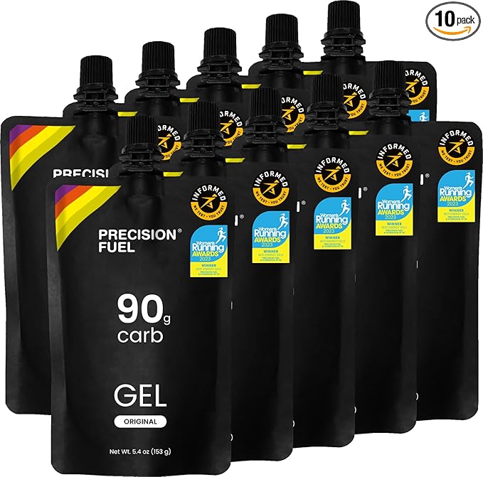 Precision Fuel PF90 Energy Gels - Mild Flavour Running Gels for Endurance Athletes 90g Carbohydrate Easy-to-Digest Perfect for Running &amp Long-Duration Sports 153g (Pack of 10)