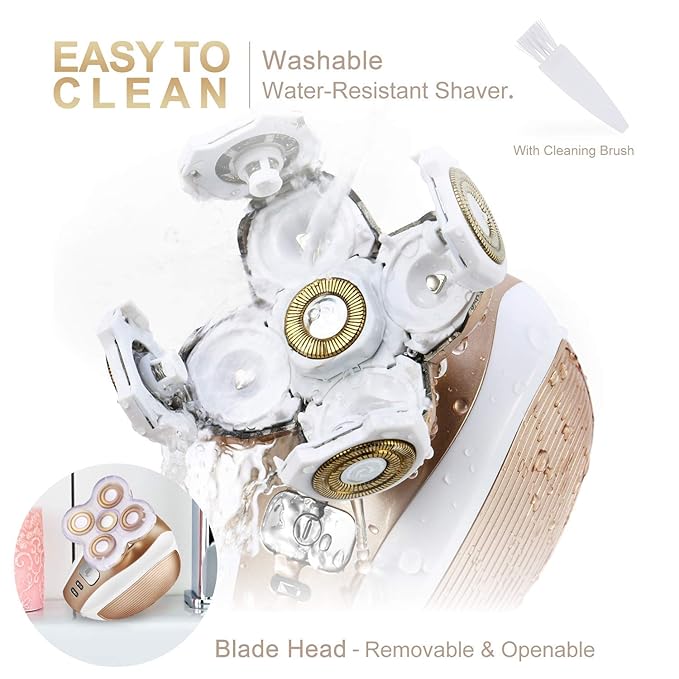 Women Waterproof Painless Hair Remover Electric Cordless Shaver Leg Hair Removal for Face Body Arm Underarms USB Rechargeable Bikini Trimmer Razor Epilator