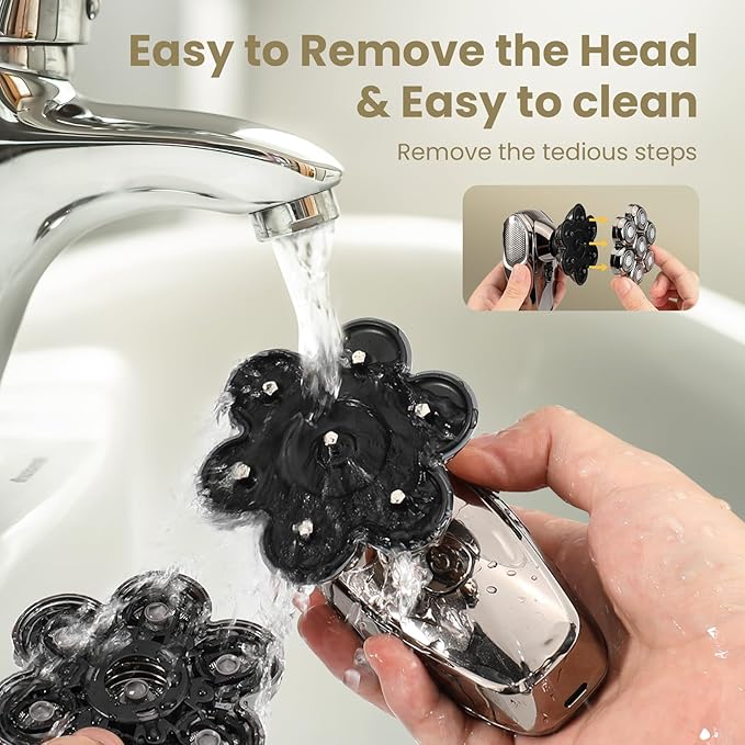 7D Head Shavers for Bald Men SHPAVVER Detachable Head Shaver LED Display Dry Wet Bald Head Razor IPX7 Waterproof Head Shavers with Type-C Charge
