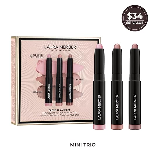 Laura Mercier Caviar Stick Cream Eyeshadow: Shimmer and Matte Finishes 24HR Wear Long Lasting Rich Color Easily Blendable and Buildable Waterproof Hyaluronic Acid Infused