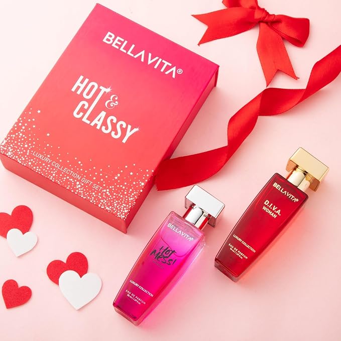 Bella V.ita Luxury Hot &amp Classy Gift Set for Women 2 x 50Ml with Hot Mess D.I.V.A. Perfume|Floral Woody Long Lasting EDP Fragrance Scent