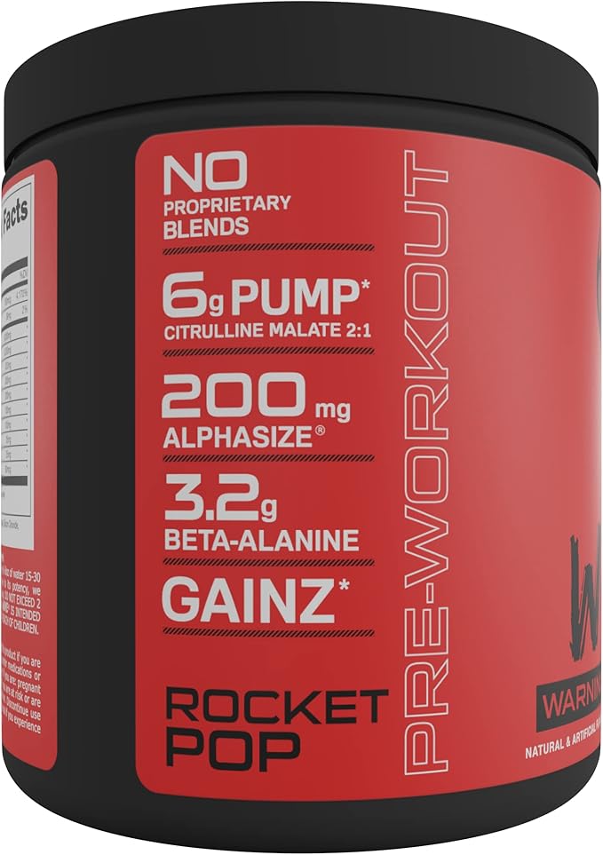 Bucked Up - Woke - HIGH STIM Pre Workout - Best Tasting - Focus Nootropic Pump Strength and Growth 30 Servings (Rocket Pop)