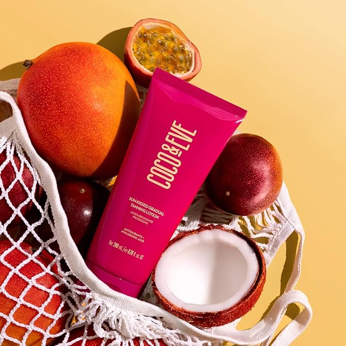 Coco &amp Eve Sun-kissed Gradual Tanning Lotion - Natural Sunless Moisturizing Tanner with 72H Hydration &amp Streak-Free Buildable Glow. Skincare-Infused with Antioxidants and Hyaluronic Acid (6.7