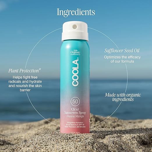 COOLA Organic Sunscreen SPF 50 &amp 30 Sunblock Spray Kit Dermatologist Tested Skin Care for Daily Protection Vegan and Gluten FreeTravel Size 2 Fl Oz 3 Pack