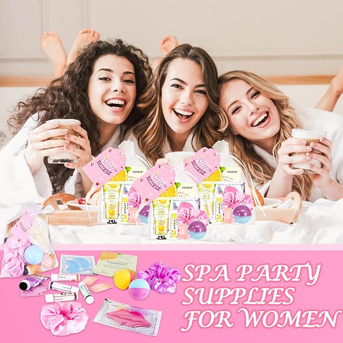 120 PCS Spa Party Supplies for Women Spa Party Favors Include Face Masks Skincare Hand Cream Lip Balm Under Eye Patches Lip Mask and Foot Bath Bombs Spa Birthday Sleepover Party Supplies
