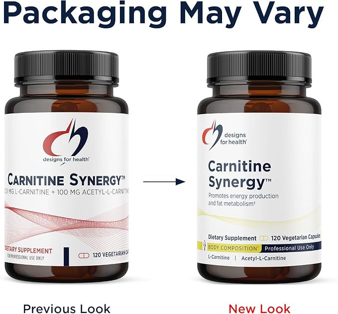Designs for Health Carnitine Synergy - 400mg L-Carnitine (from Carnitine Tartrate) + 100mg Acetyl L-Carnitine Pills - Non-GMO + Vegetarian Supplement (120 Capsules)
