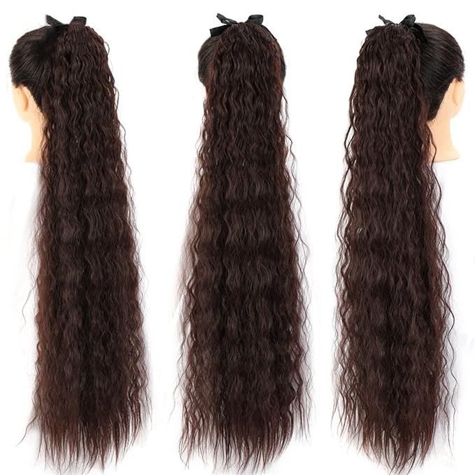 Hair Accessories 1 Pack Long Corn Wave Ponytail Lengthening Synthetic Natural with Drawstring Hairpin Ponytail Extension Women Wigs Hair Pieces For Women(00122inches)