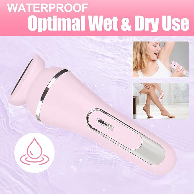 3.0 Women Face Epilator 7-in-1 Rechargeable Facial Hair Remover with LED Battery Display Facial Shaver for Face Eyebrow Nose Trimmer (Pink)