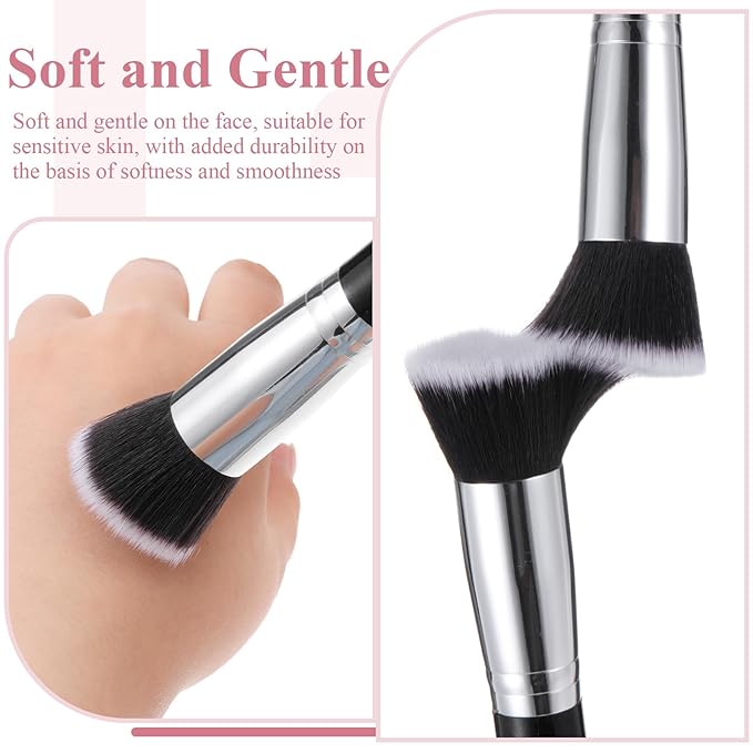 20 Pcs Flat Top Foundation Brush Makeup Brushes Blush Brush Liquid Foundation Brush for Liquid Cream Powder Blending Buffing Stippling Face Makeup Tool