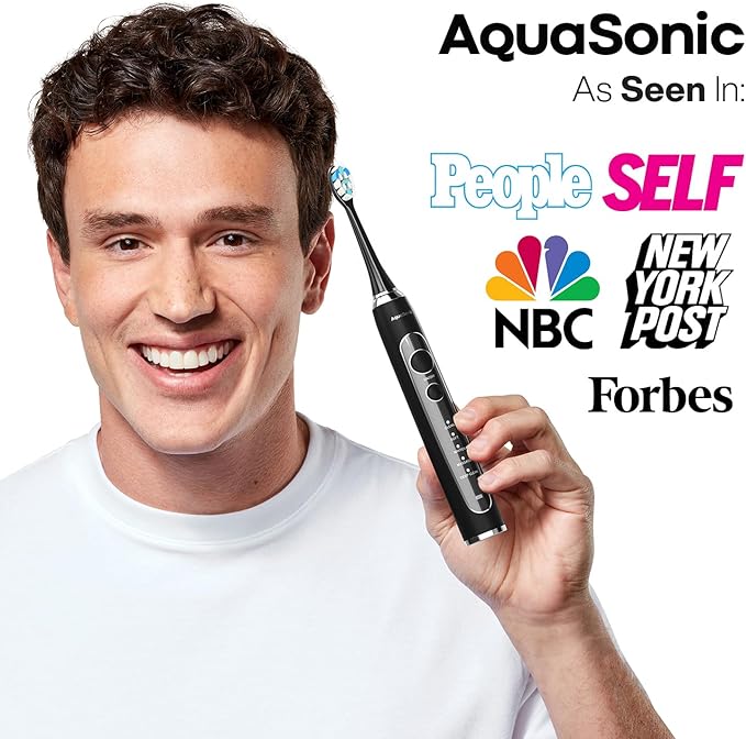 Aquasonic Black Series PRO ? Ultra-Whitening Electric Toothbrush ? 5 Modes &amp Smart Timers ? Premium Travel Case &amp 6 Proflex Brush Heads ? ADA Accepted Toothbrush