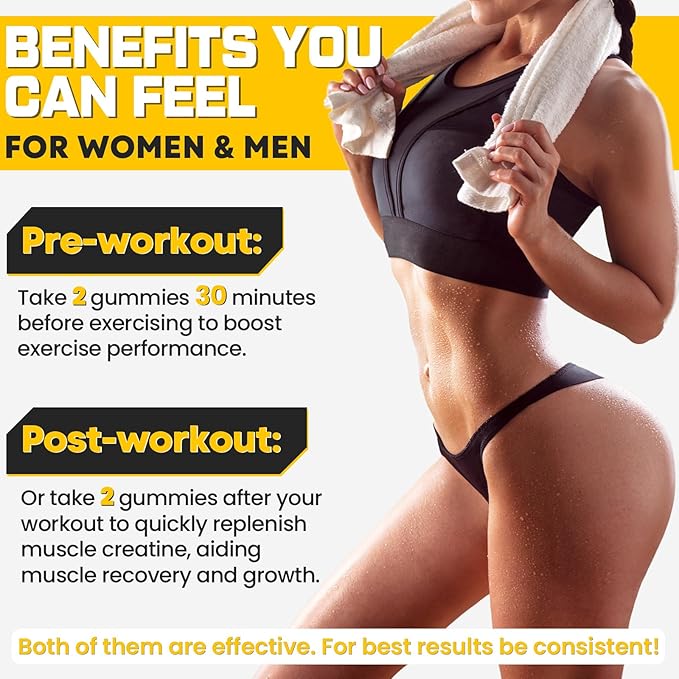 (180 Count) Creatine Monohydrate Gummies for Men &amp Women - Creatine Pre Workout Gummies for Muscle Builder Muscle Strength Recovery Endurance Energy Creatine for Women &amp Men Vegan Mixed