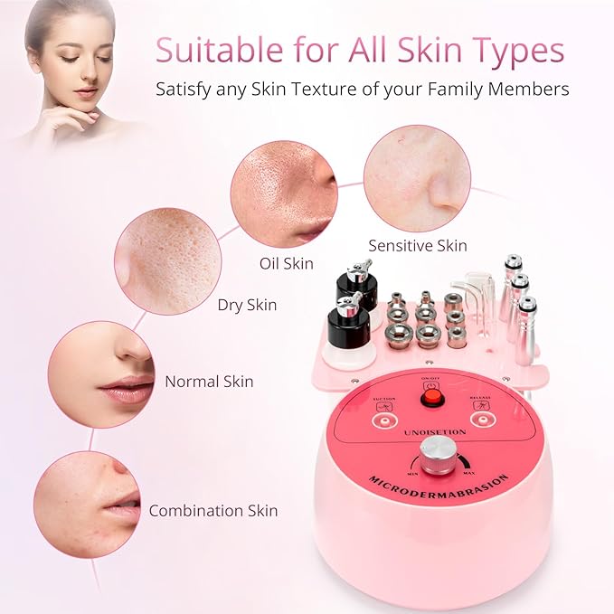 Diamond Microdermabrasion Machine Professional for Facial UNOISETION 3 in 1 Home Microdermabrasion Machine for Skin Exfoliating Blackhead Removal Spray Facial Moisturizing