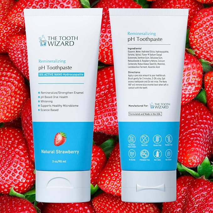 pH Balancing Toothpaste | Natural Strawberry Flavor | Fluoride-Free | SLS-Free | Gentle Whitening | Supports Healthy Oral Microbiome | 3 Pack