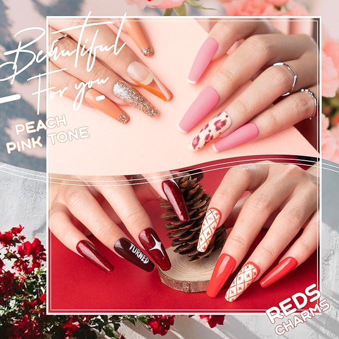 Gellen Gel Nail Polish Kit with U V LED Light 72W Nail Dryer Fall Winter Red Burgundy Nude Pink Gel Polish Kit 12 Colors No Wipe Top Base Coat Nail Art Decorations Manicure Tools