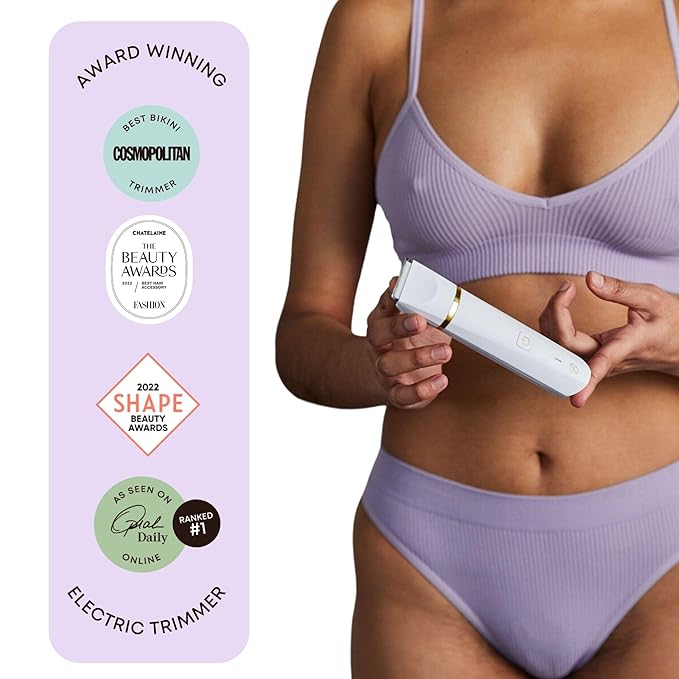 Bushbalm Ingrown Hair Bikini Trimmer Kit ? Francesca Trimmer with Nude Scrub &amp Oil ? 3pc Grooming Set for Women Bikini Underarms &amp Legs ? Smooth Skin Razor Bump