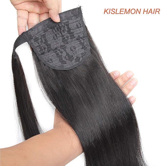Ponytail Extensions Straight Human Hair Natural Black Magic Paste Wrap Around Ponytail 100% Real Remy Hair Extensions For Women 26 Inch 125g