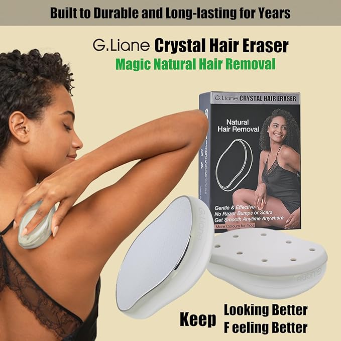 Crystal Hair EraserUpgraded Painless Crystal Hair RemoverEffective Nano Glass Hair Removal Device and Skin ExfoliationBody Epilator for Women and Men(Silver)