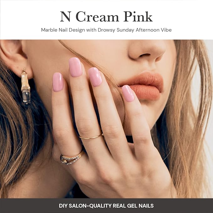 ohora Bundle Set (Daily Trio) - N Cream Cotton N Pink N Beige Semi-Cured Gel Nail Strips Works with Any UV/LED Lamps Salon-Quality Long Lasting Easy to Apply &amp Remove