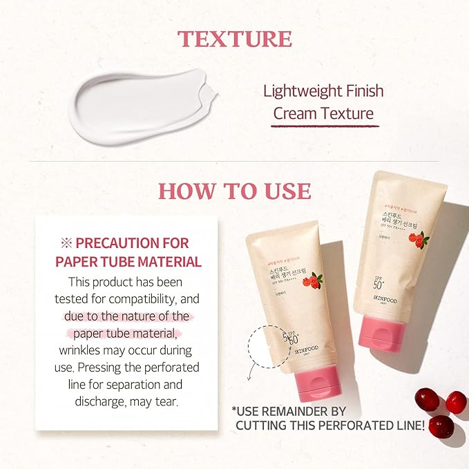 Skinfood Berry Glowing Sun Cream SPF 50+ PA++++ 1.69 fl oz (50 ml)