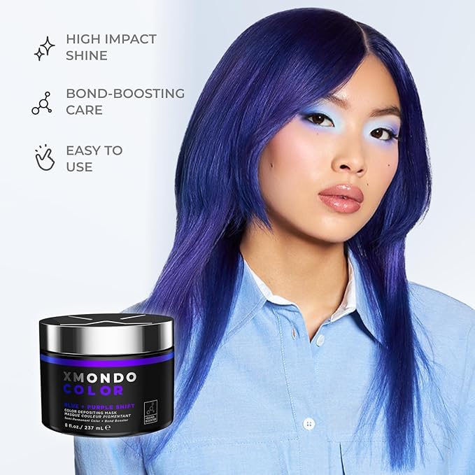XMONDO Color Blue + Purple Shade Shift ? Blue Purple Dye with Bond Booster &amp Hyaluronic Acid 8 oz