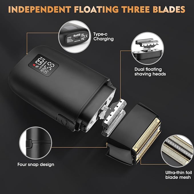 Professional Hair Clipper for Men 3 in 1 Hair Clipper Beard Trimmer and Electric Foil Shaver Set with LED Display Cordless Grooming Kit for Home Travel Barber Ideal Gift for Him