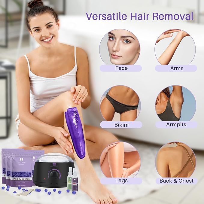 BLITZWAX Brazilian and Bikini Waxing Kit for Women Hard Wax Warmer for Face Legs and Body At Home Hair Removal Kit Beginner Friendly Quick Heating 28 Accessories