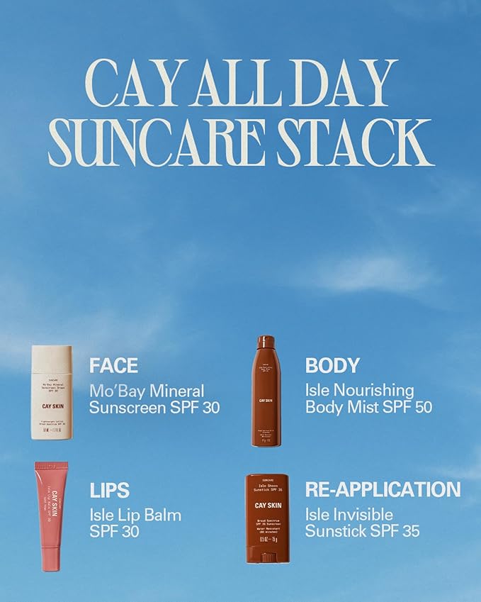 Cay Skin Mo'Bay Mineral Sunscreen Drops SPF 30 ? Broad Spectrum Face Sunscreen &amp Makeup Primer ? Lightweight Moisturizing Reef Safe Lotion with Natural Finish for All Skin Types ? 2-Pack 1.7 oz