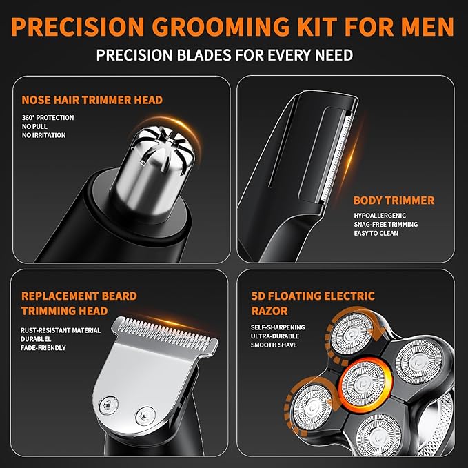 Head Shavers Bald Men&amp Manscape Body Hair Trimmer KitWaterproof Head Shaver for Bald Men with Body Hair Trimmer for Groin/Pubic/Balls USB-C Rechargeable with LED Display