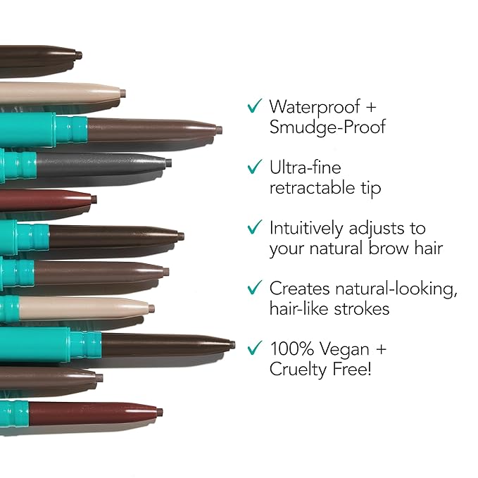 Thrive Causemetics Infinity Waterproof Eyebrow Pencil Retractable Brow Pencil with Hyaluronic Acid &amp Shea Butter Dual Ended Eyebrow Brush Spoolie Fine Tip Vegan &amp Cruelty Free Tova (Soft
