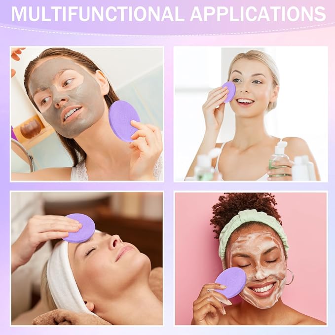 Mifoci 960 Pieces Purple Compressed Facial Sponges for Estheticians Makeup Removal Sponge Pads for Women Spa Exfoliating Face