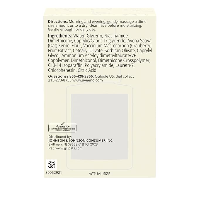 Aveeno Calm + Restore Age Renewal Anti-Wrinkle Face Serum Anti Aging Serum with Nourishing Oat &amp Cranberry Extract Visibly Improves the Look of Fine Lines Fragrance Free 1.0 fl. Oz