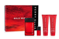 Perry Ellis Bold Red Gift Set: 3.4 fl oz eau de toilette3 oz aftershave3 oz shower gel.25 fl oz travel mini - lime parsley mandarin nutmeg cinnamon lavender sandalwood patchouli cedarwood