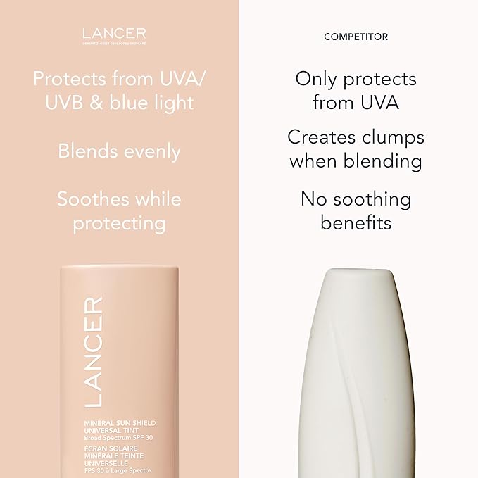 Lancer Skincare Mineral Sun Shield Universal Tint Broad Spectrum SPF 30 Sunscreen 2 Fl Oz